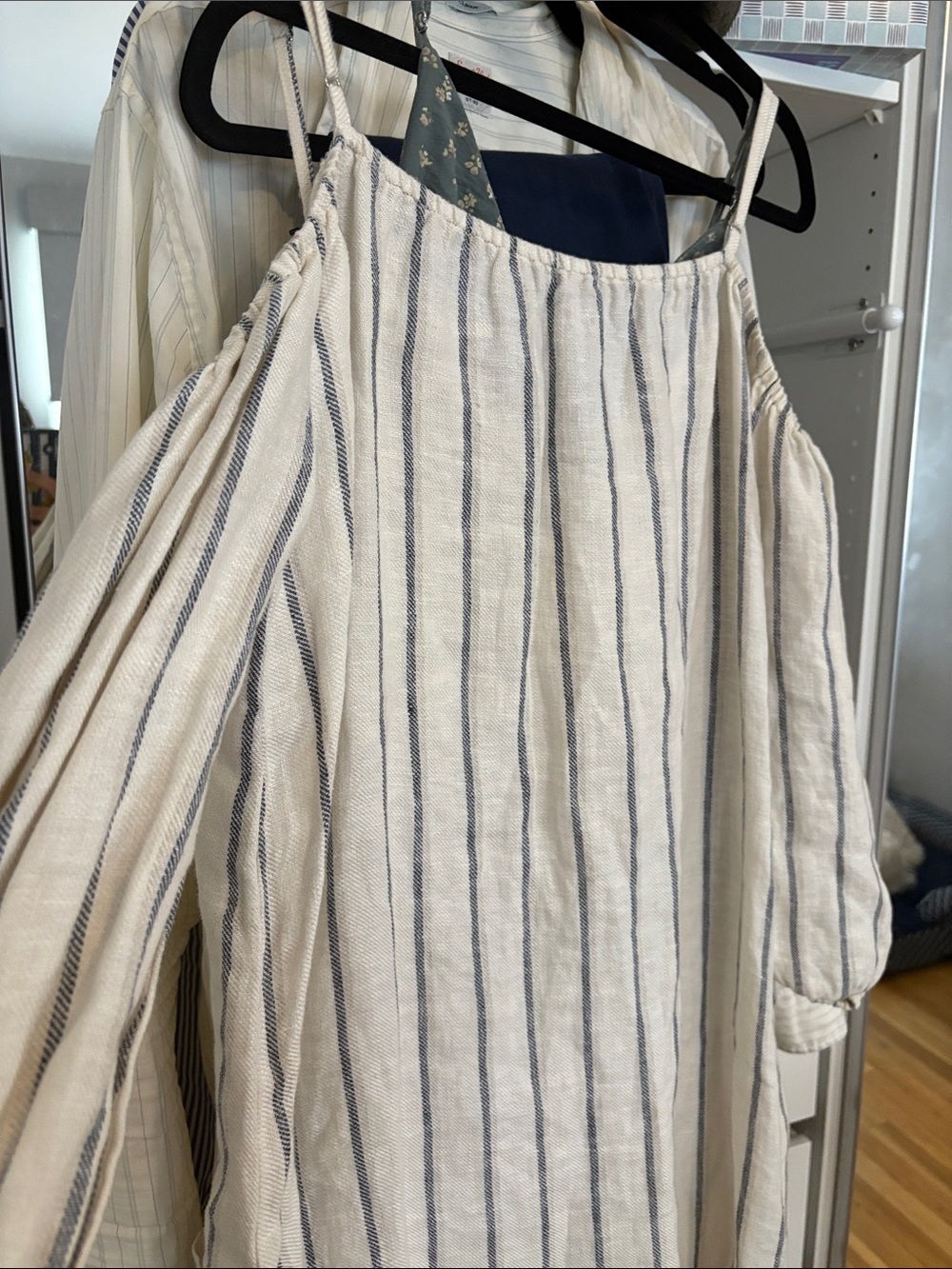 Reformation Linen Striped Cold-Shoulder Maxi Dress - Picture 10 of 11